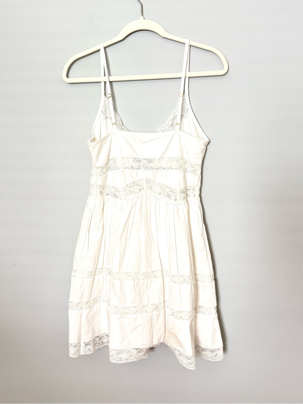 LoveShackFancy Zima Dress Optic White Cotton Lace Bow Mini Sundress, Romantic - Picture 7 of 11